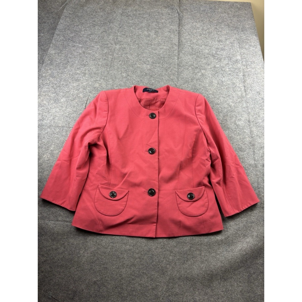 Jones Wear Suit Pink Button Down Women's 14 Blazer Cropped Girly Preppy VTG